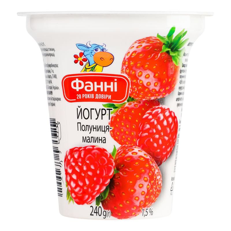 Йогурт Фанні полуниця-малина 1.5% 240г